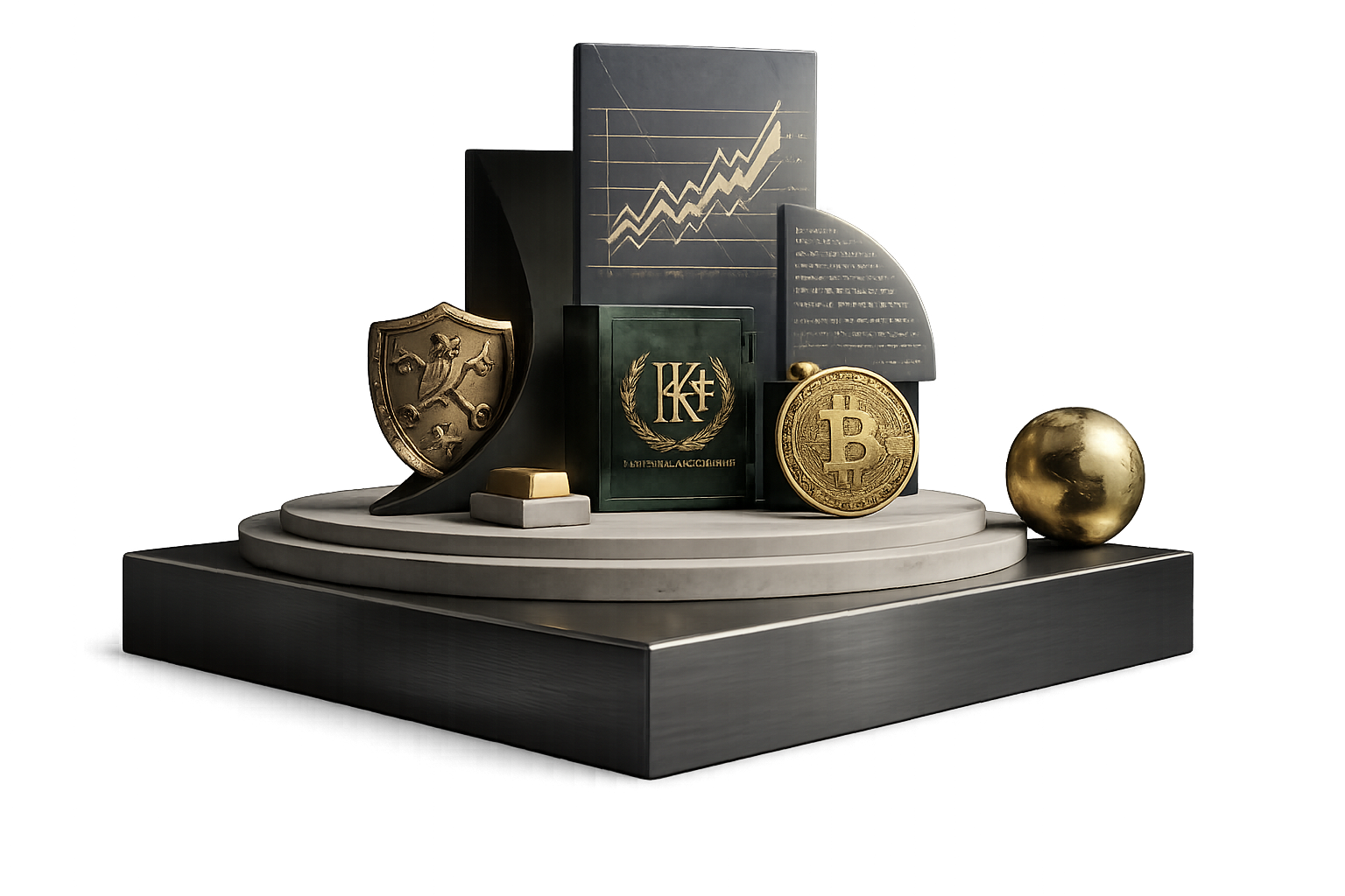 Portfoyu simgeleyen soyut 3D kompozisyon